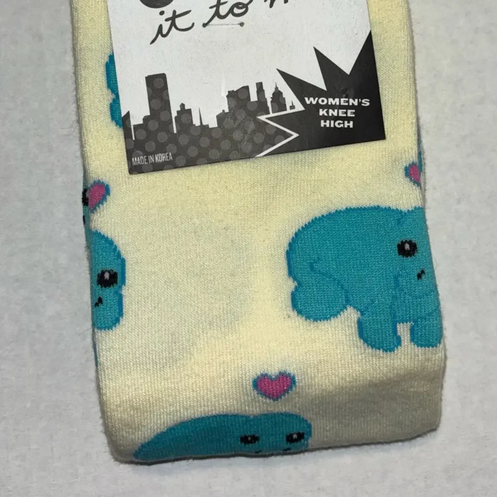 NWT Sock it to me Manatee Knee High Socks Women's tall socks blue/pink size 5-10